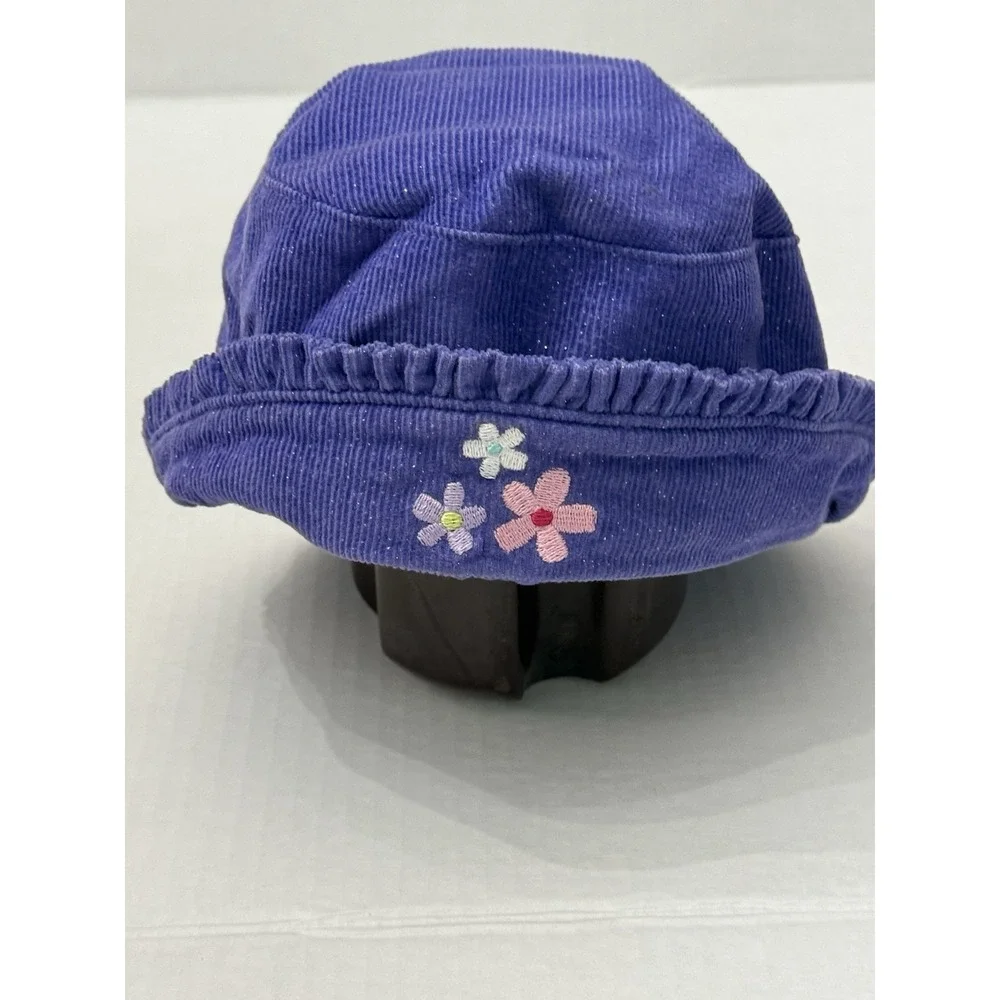 VTG Gymboree Purple Sparkle Glitter Bucket Hat Corduroy Flowers 2001 6-18 Months